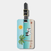 Tropische zomerbak zwart-wit Papillon Dog Bagagelabel (Voorkant verticaal)