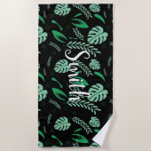 Tropische zomerbladeren — Aangepaste witte benamin Strandlaken (Voorkant)