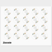 Tropische zomerbladeren bruiloft ronde sticker (Vel)