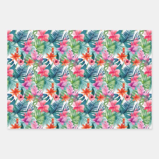 Tropische zomerbloemen bladeren ananas print cadea inpakpapier vel (Voorkant 2)