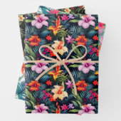 Tropische zomerbloemen bladeren ananas print cadea inpakpapier vel (In situ)