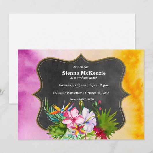 Tropische zomerbloemen Hibiscus Kaart (Voorkant / Achterkant)