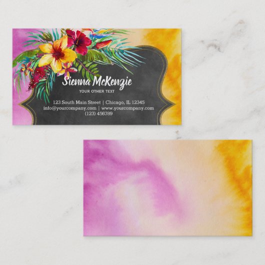 Tropische zomerbloemen Hibiscus Visitekaartje (Voorkant / Achterkant)