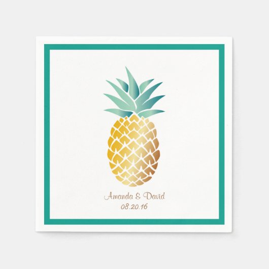 Tropische zomerbruiloft Hawaiian Pineapple Servet (Voorkant)