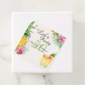 Tropische zomercocktail 50ste verjaardagsfeest bedankjes labels (In situ)