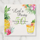 Tropische zomercocktail 50ste verjaardagsfeest bedankjes labels (Achterkant)
