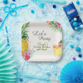 Tropische zomercocktail 50ste verjaardagsfeest papieren bordje (Feest)