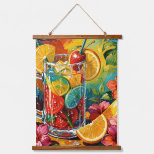 Tropische zomercocktail Impasto Olie Schilderij Hangend Wandkleed
