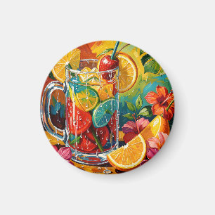 Tropische zomercocktail Impasto Olie Schilderij Magneet