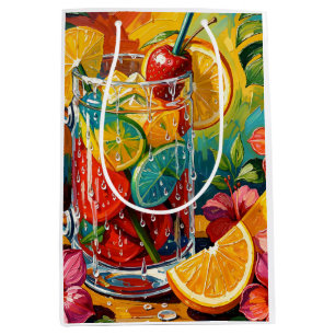 Tropische zomercocktail Impasto Olie Schilderij Medium Cadeauzakje