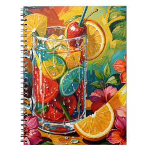 Tropische zomercocktail Impasto Olie Schilderij Notitieboek