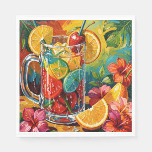 Tropische zomercocktail Impasto Olie Schilderij Servet