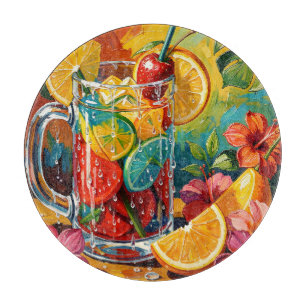 Tropische zomercocktail Impasto Olie Schilderij Snijplank