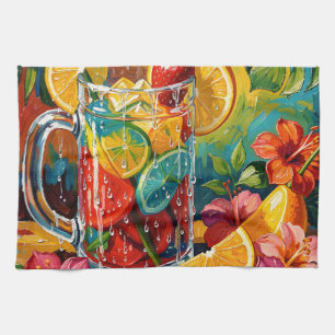 Tropische zomercocktail Impasto Olie Schilderij Theedoek