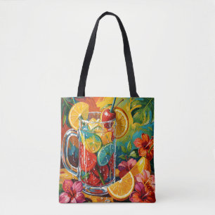 Tropische zomercocktail Impasto Olie Schilderij Tote Bag