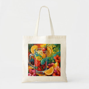 Tropische zomercocktail Impasto Olie Schilderij Tote Bag