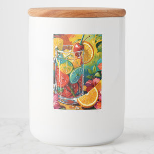 Tropische zomercocktail Impasto Olie Schilderij Voedselcontainer Etiket