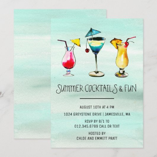 Tropische zomercocktail kaart (Voorkant / Achterkant)