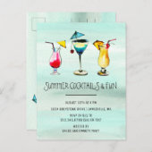 Tropische zomercocktail uitnodiging briefkaart (Voorkant / Achterkant)