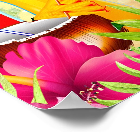 Tropische zomercocktails en strand Summer Party Poster (Hoek)