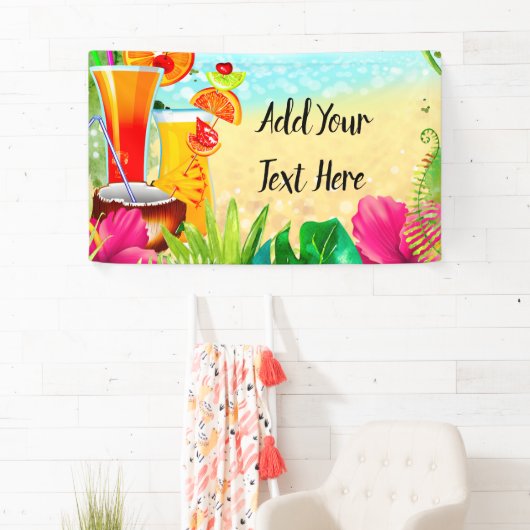 Tropische zomercocktails en strand Summer Party Spandoek (Insitu)
