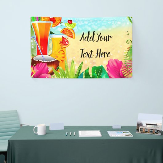 Tropische zomercocktails en strand Summer Party Spandoek (Beurs)