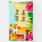 Tropische zomercocktails en strand Summer Party Spandoek (Verticaal)