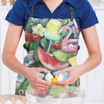 Tropische zomercocktails Flamingo Modern Patroon Schort<br><div class="desc">Tropische zomercoating Pattern Kitchen Apron kenmerkt een modern en leuk tropisch patroon met zomerfruit en tropische bloemen rond cocktails. Perfect geschenk voor Kerstmis,  verjaardag,  Moederdag,  beste vrienden en vrienden die van bakken,  koken en cocktails houden. Ontworpen door ©Evco Studio www.zazzle.com/store/evcostudio</div>