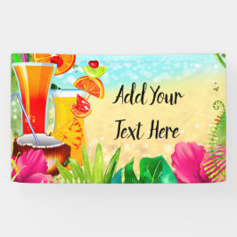 Tropische zomercocktails & het strand zomerfeest spandoek