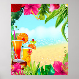Tropische zomercocktails & The Beach zomerse feest Poster