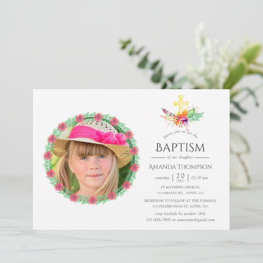 Tropische zomerdoop of doop kaart (Staand voorkant)