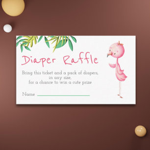Tropische zomerflamingo Diaper Raffle Informatiekaartje
