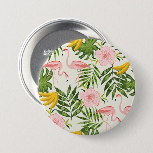 Tropische zomerflamingo ronde Button (Voorkant /achterkant)