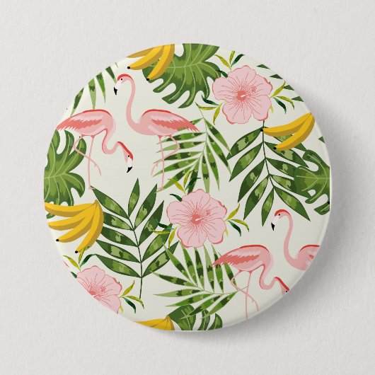 Tropische zomerflamingo ronde Button (Voorkant)