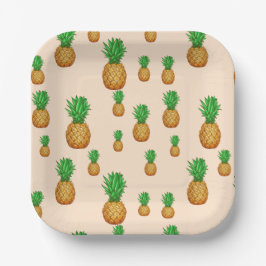 TROPISCHE ZOMERFRUIT ananas Schijf  Patroon Papieren Bordje