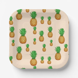 TROPISCHE ZOMERFRUIT ananas Schijf Patroon Papieren Bordje
