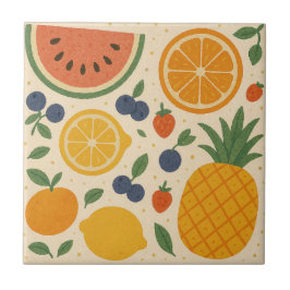 Tropische Zomerfruit Tegel – Waterverf Keramische Tegeltje