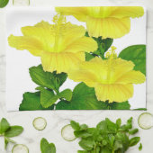 Tropische zomergele hibiscus op White Theedoek (Gevouwen)