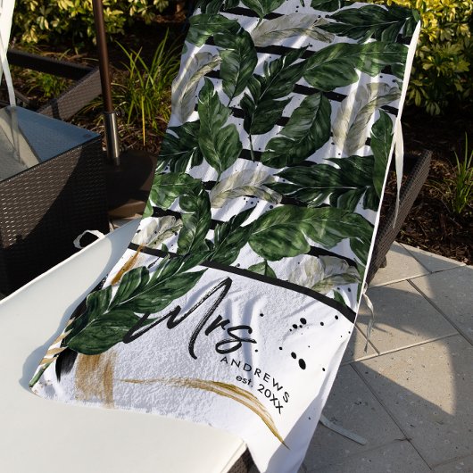 Tropische zomergroen | Mrs Brushed Script Strandlaken