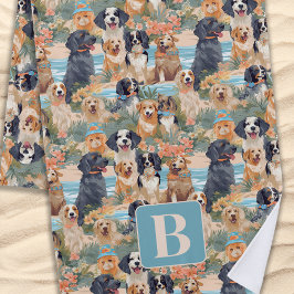 Tropische Zomerhonden Monogram Kleurrijk Patroon Strandlaken
