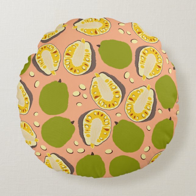 Tropische zomerjassen Pattern - Exotic Fruit Rond Kussen (Voorkant)