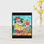 Tropische zomerkerstman Funny Hawaiian Christm Kaart (Gele Bloem)