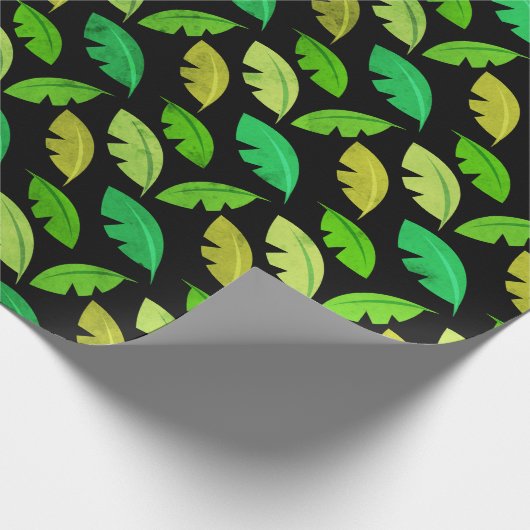 Tropische zomerluiers bananenboom zwarte smaragd cadeaupapier (Hoek)