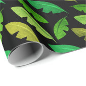 Tropische zomerluiers bananenboom zwarte smaragd cadeaupapier (Rol Hoek)