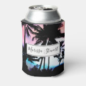 Tropische zomerpalm Trees roze blauwe zonnehemel Blikjeskoeler (Blikje Achterkant)