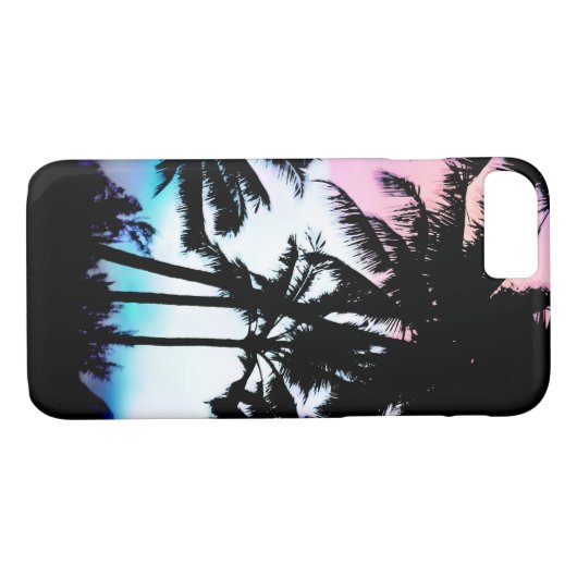Tropische zomerpalm Trees roze blauwe zonnehemel Case-Mate iPhone Case (Achterkant (Horizontaal))