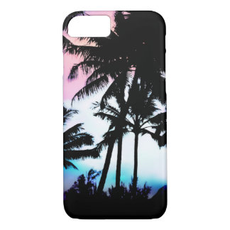 Tropische zomerpalm Trees roze blauwe zonnehemel iPhone 8/7 Hoesje
