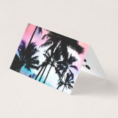 Tropische zomerpalm Trees roze blauwe zonnehemel Visitekaartje (Achterkant)