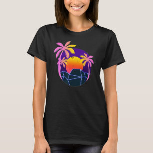 Tropische zomerpalm Trees Sunset Beach 90s Art Va T-shirt