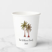 Tropische zomerpalmbomen Zwembadfeest Papieren Bekers (Achterkant)